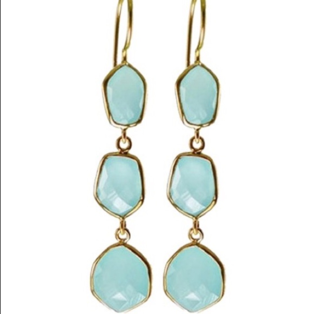 Triple drop Peruvian Chalcedony earrings
